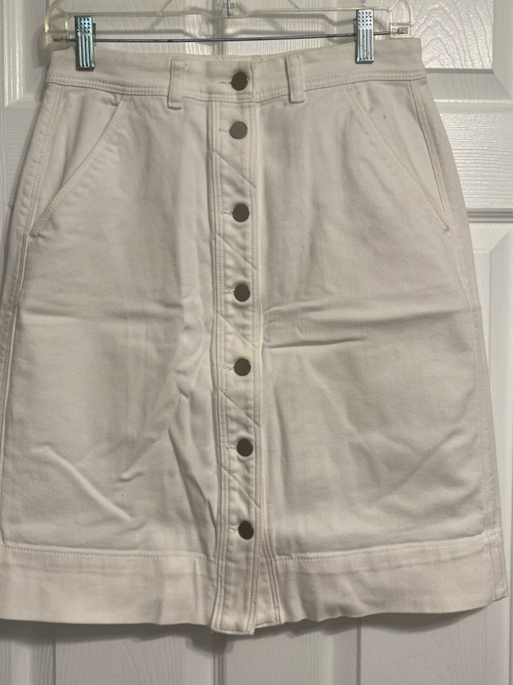 Ann Taylor Cream Button-Front A-Line Skirt
